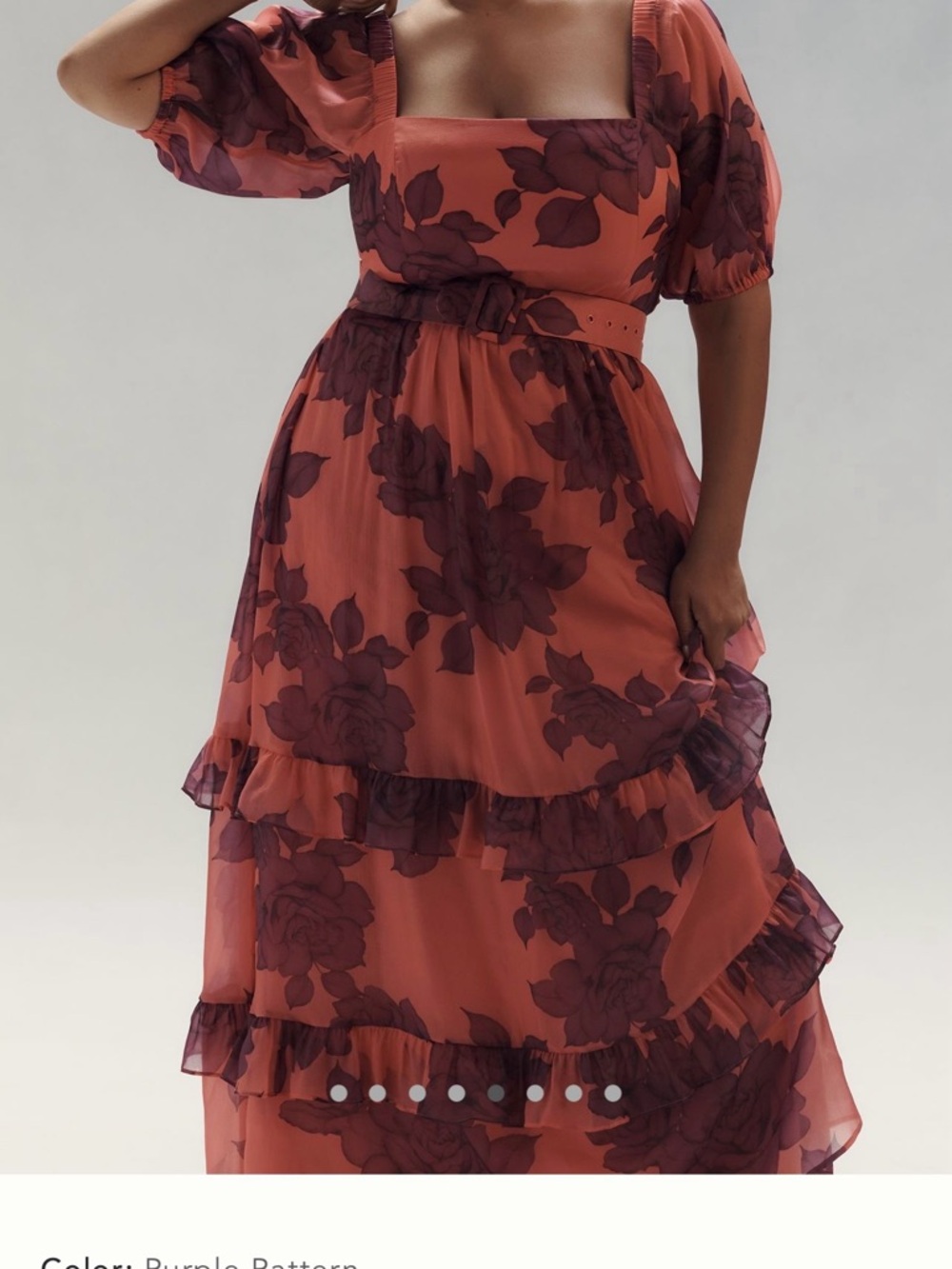 Hutch Rust Maxi Dress with Purple Floral Print from Anthropology